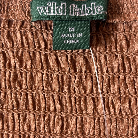 Wild Fable Top Cropped Lace Long Sleeves Dressy Blouse Shirt Brown Size Medium - Picture 7 of 14